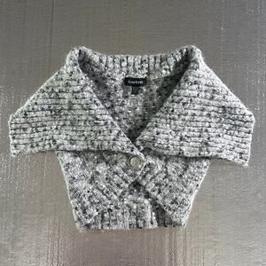 Bebe Cropped Knit Sweater Vest Gray Speckled Open Front Women's Size Small